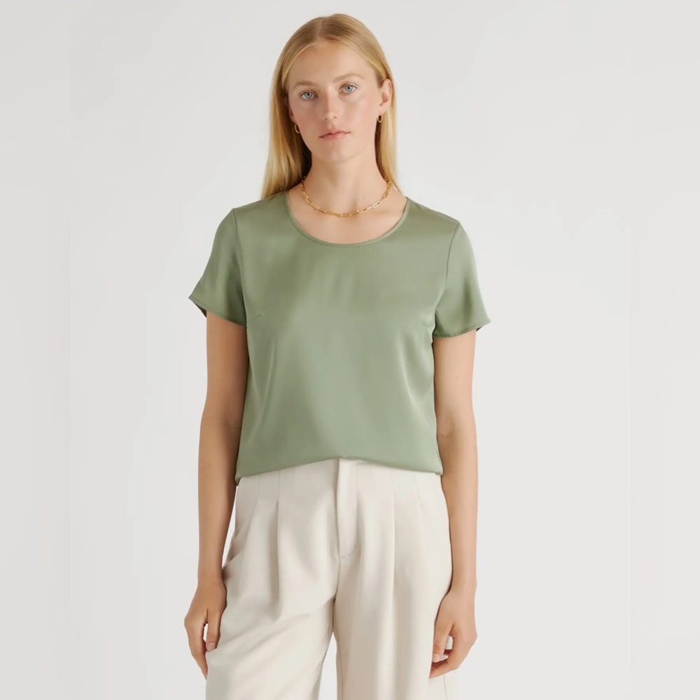 Quince washable silk shirt sleeve top